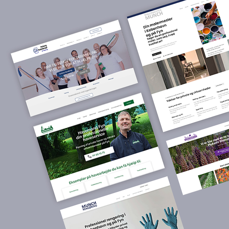 Eksempler på forskellige hjemmesider designet af Nyborg grafik & Web